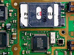The Flash memory card on the circuit board